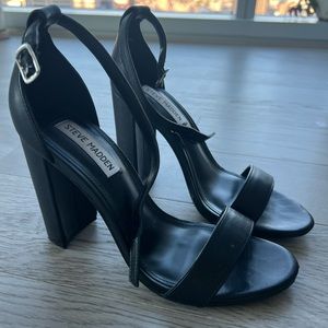 Steve Madden Carrson Black Leather Heels- Size 7.5